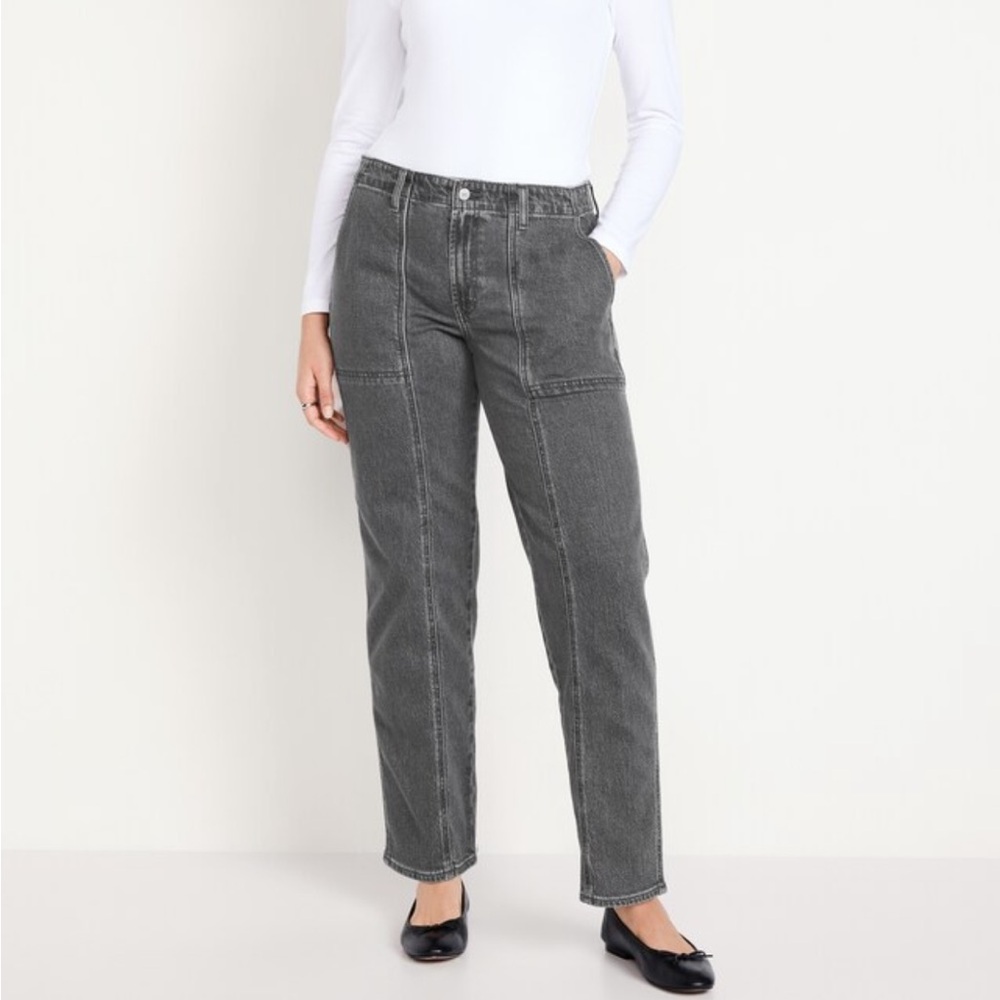 Old Navy Mid Rise Boyfriend Loose Utility Jeans